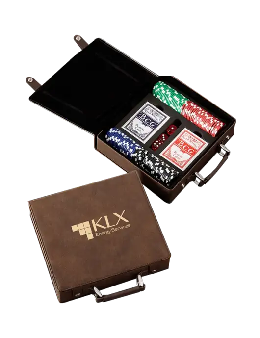 Rustic Leatherette 100 Chip Poker Set w/KLX Logo