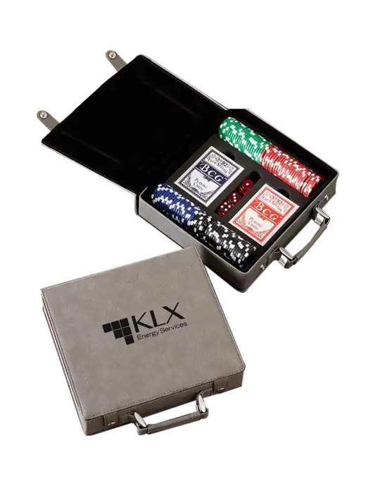 Grey Leatherette 100 Chip Poker Set w/KLX Logo