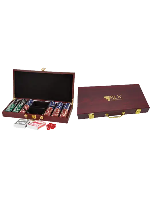 Rosewood Poker Set, 300 Chips w/KLX Logo