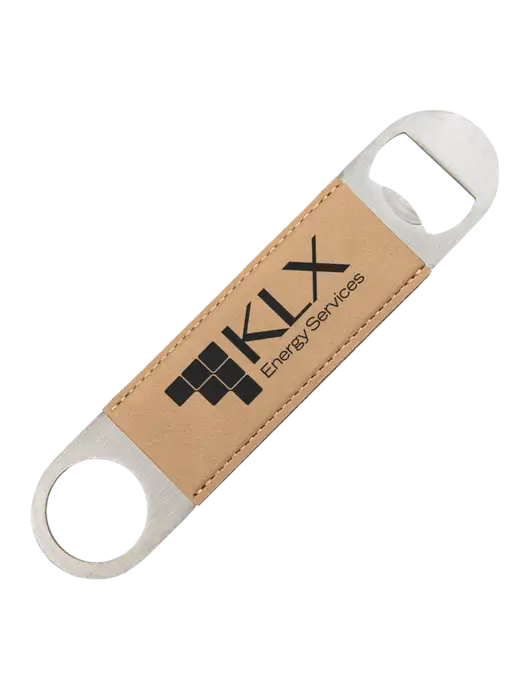 Tan Leatherette Bottle Opener w/KLX Logo