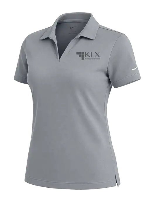 NIKE Medium Grey Womens Dri-Fit Micro Pique Polo w/KLX Logo