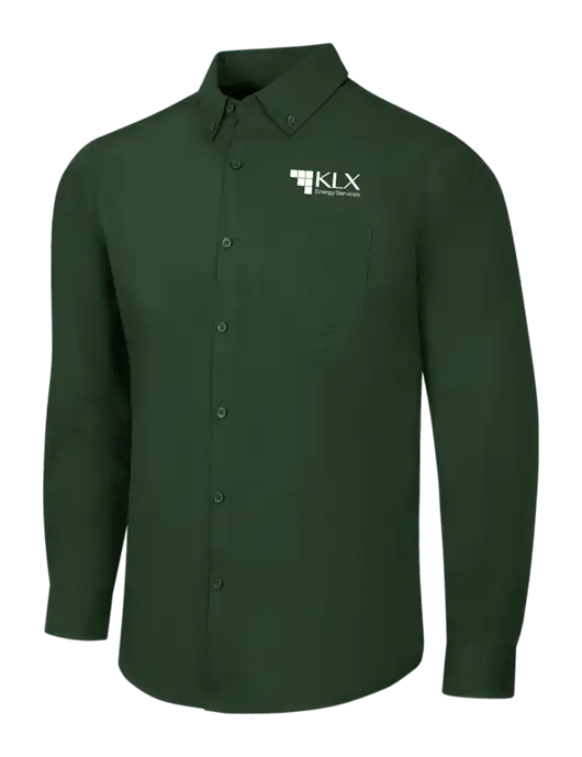 Forest Green Long Sleeve Carefree Poplin Shirt w/KLX Logo