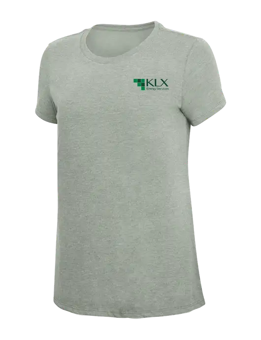 Womens Simply Soft Heathered Light Grey 4.5oz Poly/Combed Ring Spun Cotton T-Shirt w/KLX Logo
