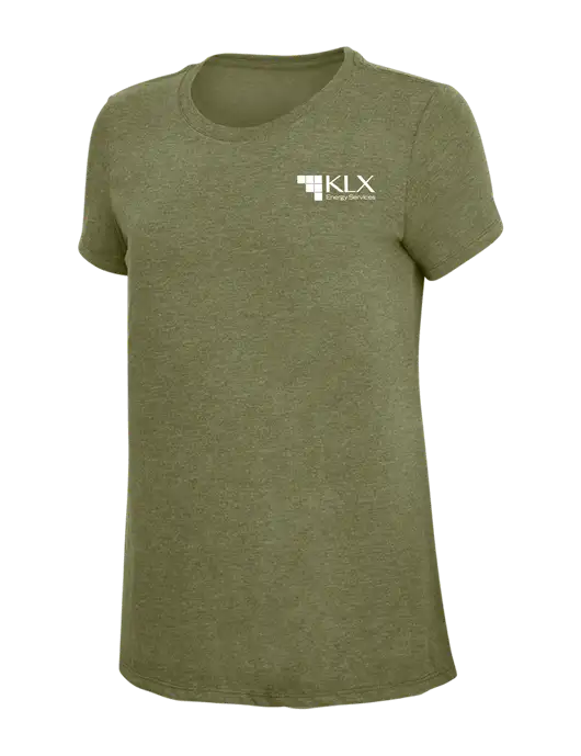 Womens Simply Soft Military Green Frost 4.5oz Poly/Combed Ring Spun Cotton T-Shirt
 w/KLX Logo