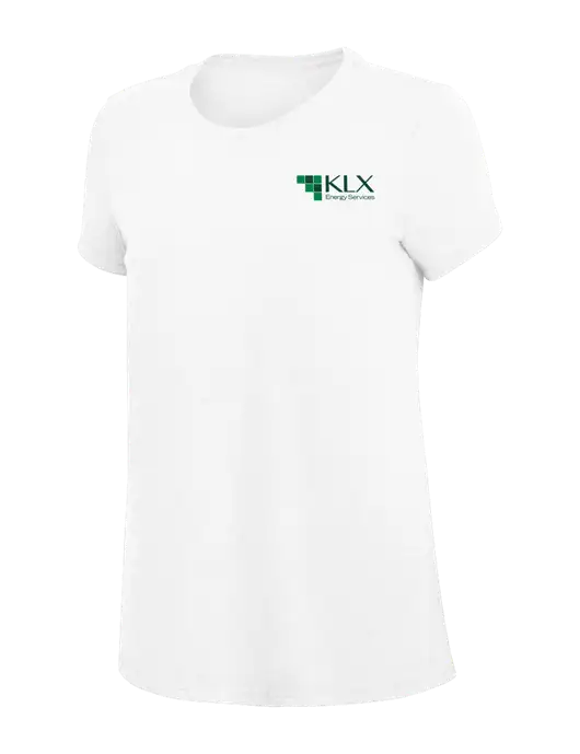 Womens Simply Soft White 4.5oz Poly/Combed Ring Spun Cotton T-Shirt
 w/KLX Logo