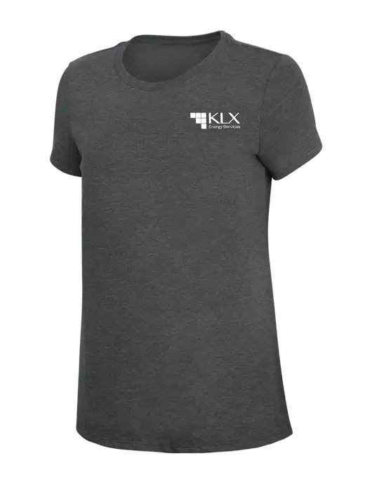 Womens Simply Soft Charcoal 4.5oz Poly/Combed Ring Spun Cotton T-Shirt w/KLX Logo
