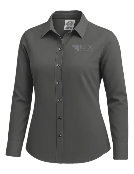 Brooks Brothers Womens Dark Grey Wrinkle-Free Stretch Nailhead Shirt w/KLX Logo