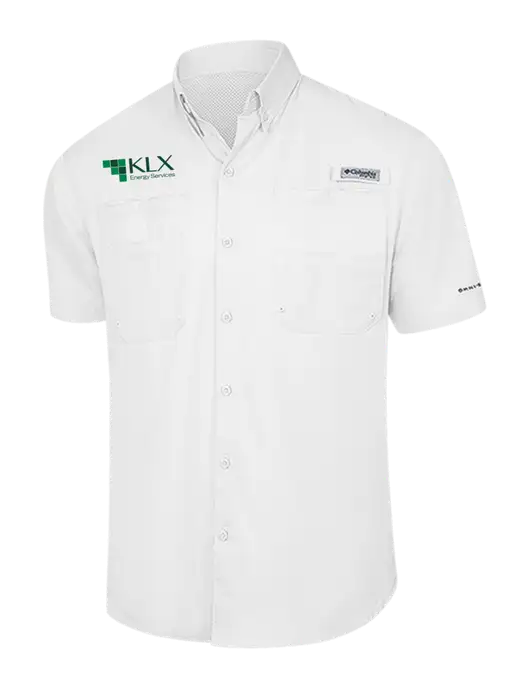 Columbia White PFG Tamiami II Short Sleeve Shirt w/KLX Logo