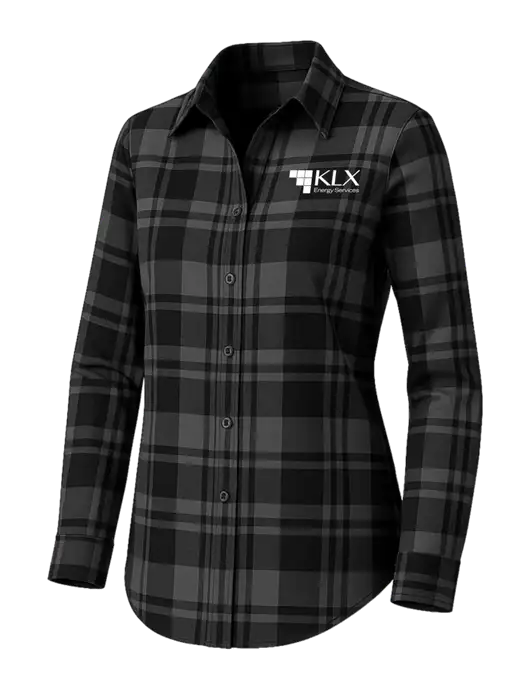 Womens Medium Grey/Black Plaid Flannel Tunic w/KLX Logo
