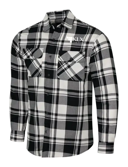 White/Black Plaid Flannel Shirt w/KLX Logo