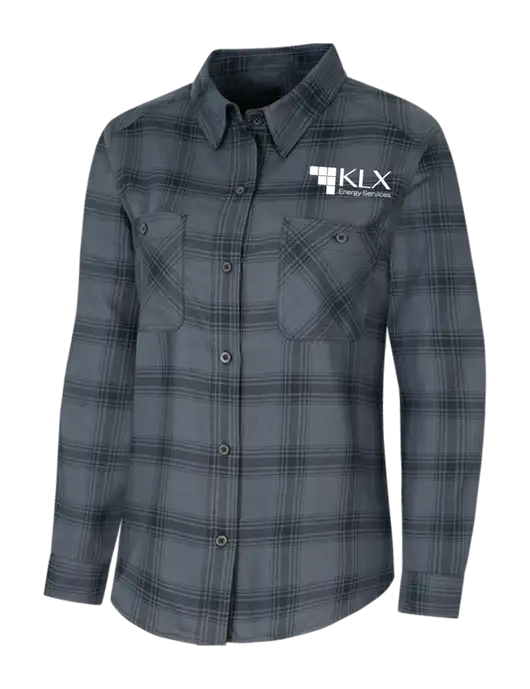 Womens Grey/Black Plaid Flannel Shirt w/KLX Logo