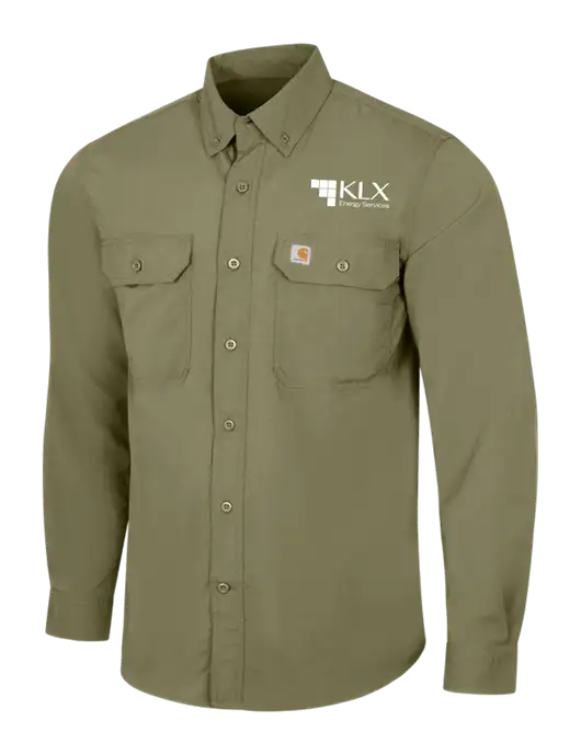 Carhartt Force Olive Green Solid Long Sleeve Shirt w/KLX Logo