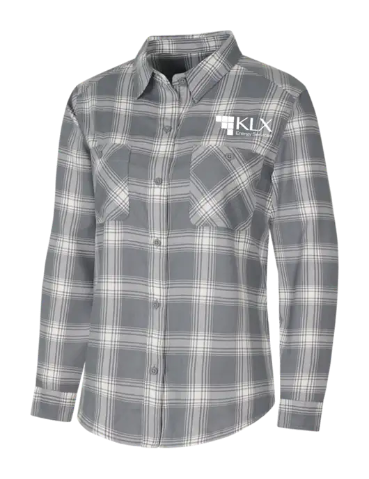 Womens Medium Grey/Cream Plaid Flannel Shirt w/KLX Logo