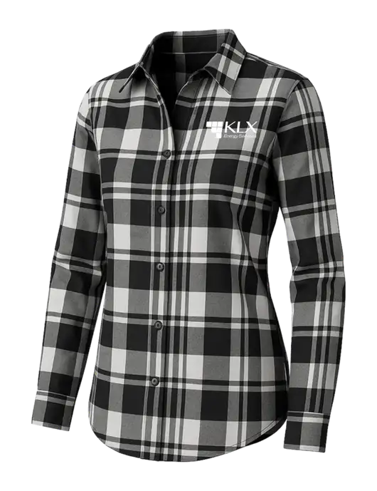 Womens White/Black Plaid Flannel Tunic w/KLX Logo
