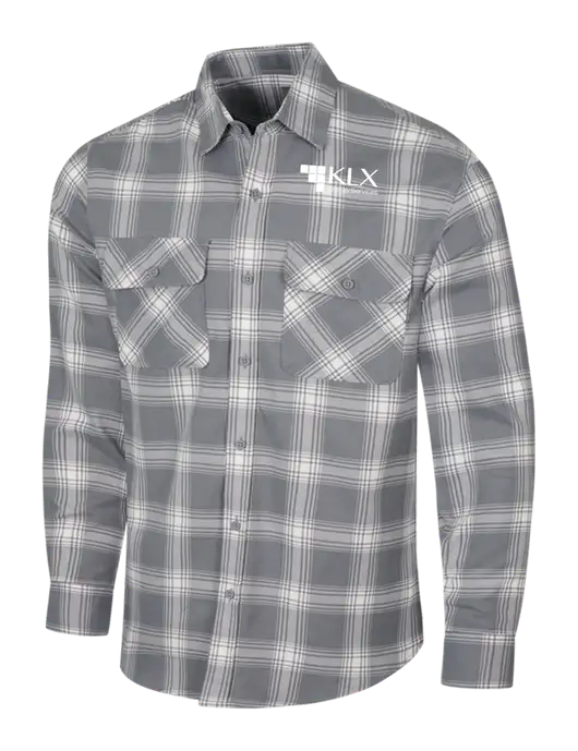 Medium Grey/Cream Plaid Flannel Shirt w/KLX Logo