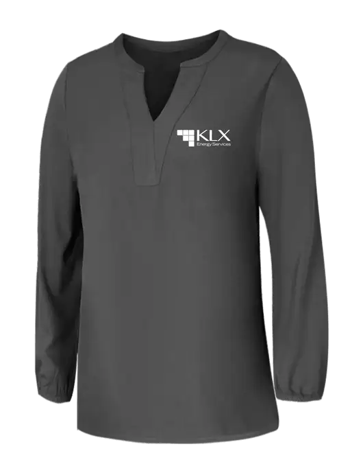 Mercer+Mettle Womens Dark Grey Stretch Crepe 3/4 Sleeve Blouse w/KLX Logo