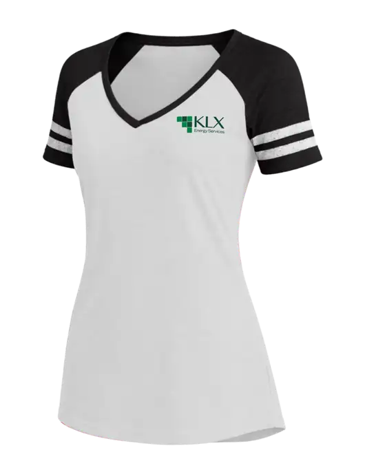 Womens White/Black V-Neck Game Tee w/KLX Logo