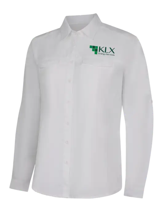 Womens White Long Sleeve UV Daybreak Shirt w/KLX Logo
