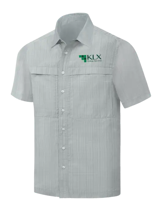 Light Grey Crosshatch Short Sleeve UV Daybreak Shirt w/KLX Logo