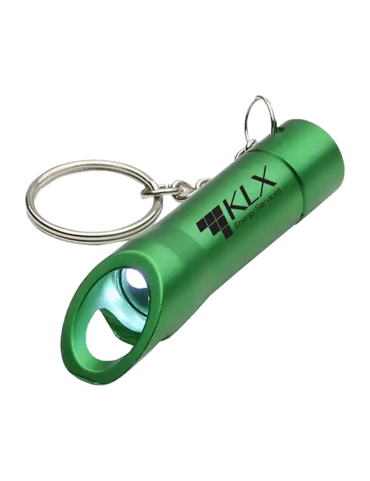Medium Green Pocket LED Flashlight with Bottle Opener & Keychain w/KLX Logo
