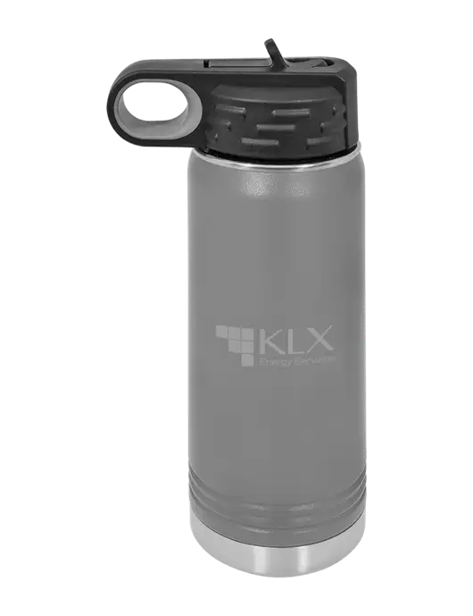 Polar Camel 20 oz Powder Coated Grey Vacuum Insulated Water Bottle w/KLX Logo