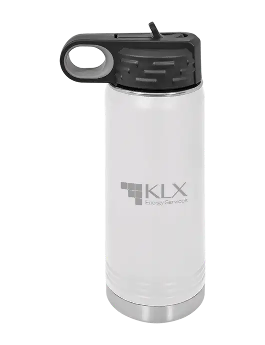 Polar Camel 20 oz Powder Coated White Vacuum Insulated Water Bottle w/KLX Logo