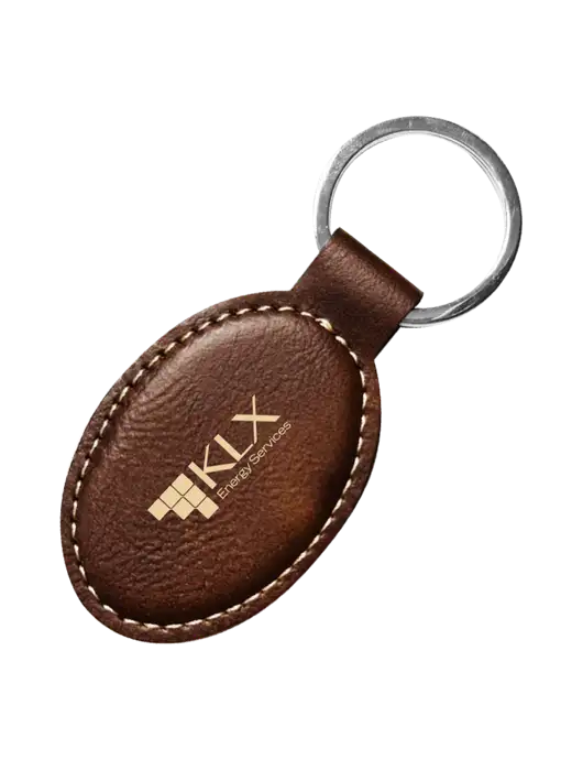 Rustic Leatherette Oval Keychain w/KLX Logo