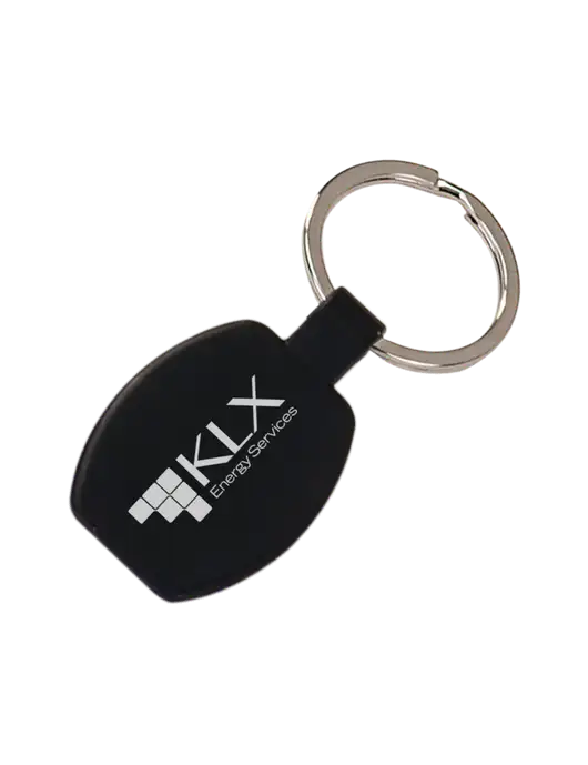 Black Laserable Rounded Rectangle Keychain w/KLX Logo