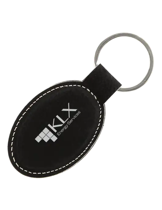 Black Leatherette Oval Keychain w/KLX Logo