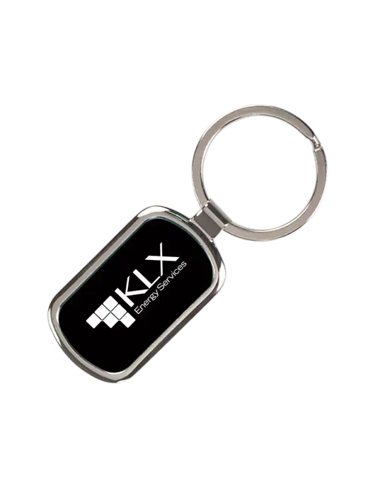 Black Laserable Rectangle Keychain w/KLX Logo