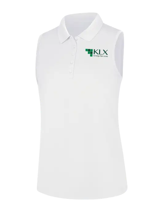 Womens White Dry Zone UV Micro-Mesh Sleeveless Polo w/KLX Logo
