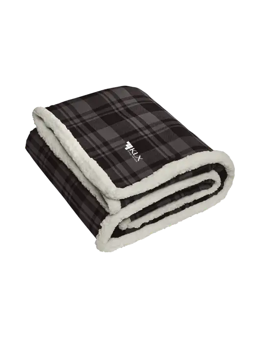 Charcoal/Medium Grey Flannel  Sherpa Blanket w/KLX Logo