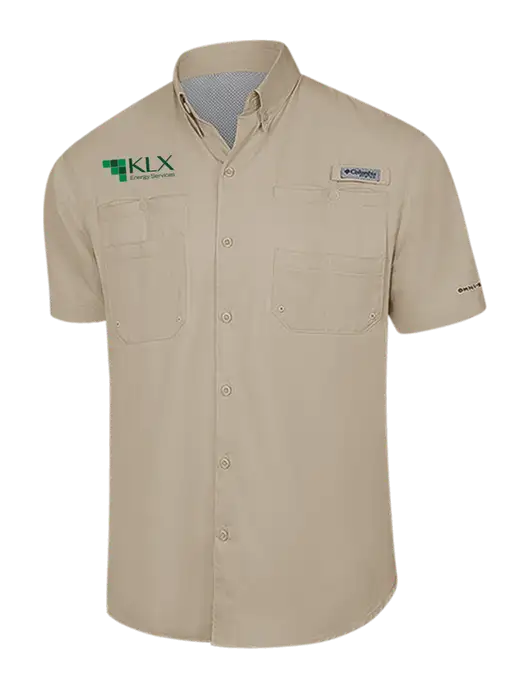 Columbia Tan PFG Tamiami II Short Sleeve Shirt w/KLX Logo