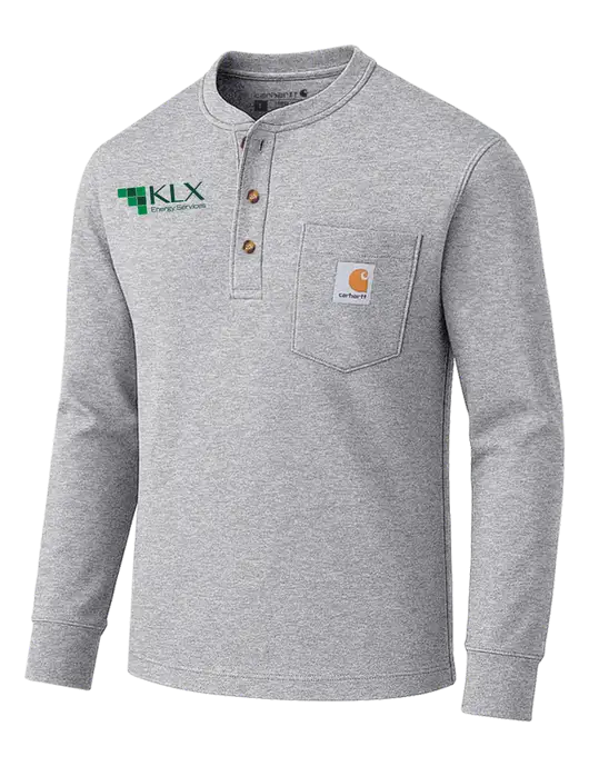 Carhartt Light Grey Heather Long Sleeve Henley Shirt w/KLX Logo