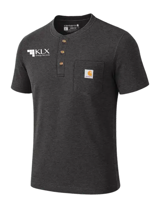 Carhartt Dark Grey Heather Short Sleeve Henley Shirt w/KLX Logo