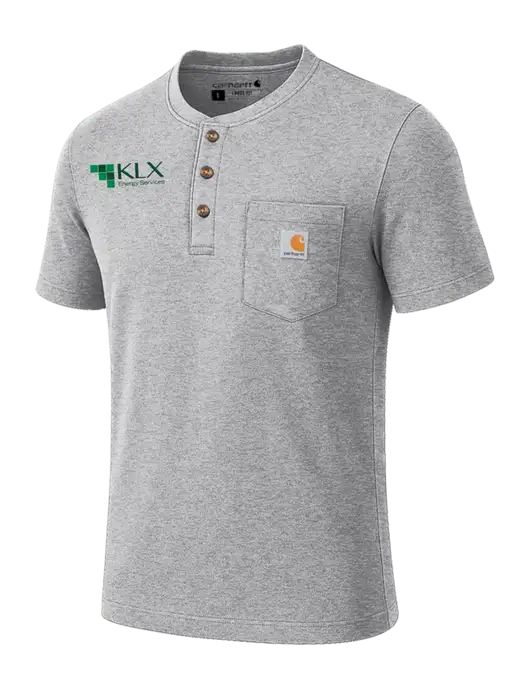 Carhartt Light Grey Heather Short Sleeve Henley Shirt w/KLX Logo