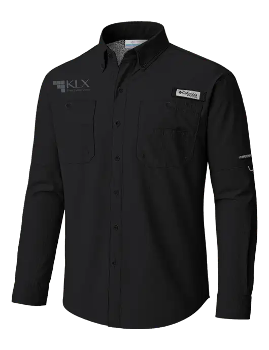 Columbia Black PFG Tamiami II Long SleeveShirt w/KLX Logo