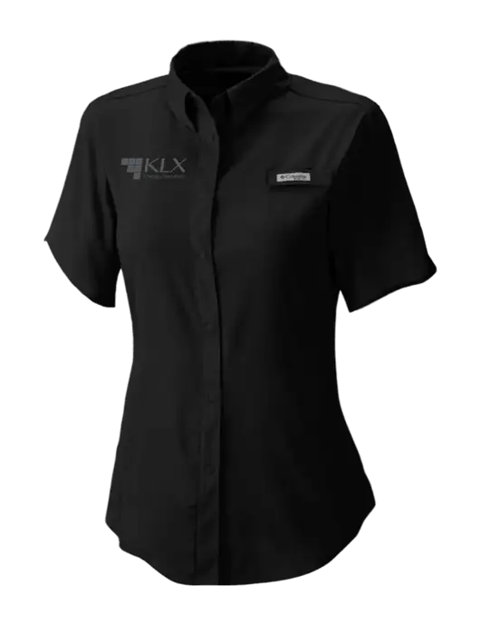 Columbia Black Womens PFG Tamiami II Short Sleeve Shirt w/KLX Logo