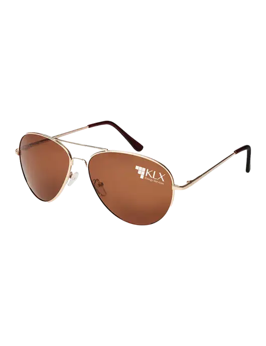 Aviator Coffee Brown with Gold Sunglasses  w/KLX Logo