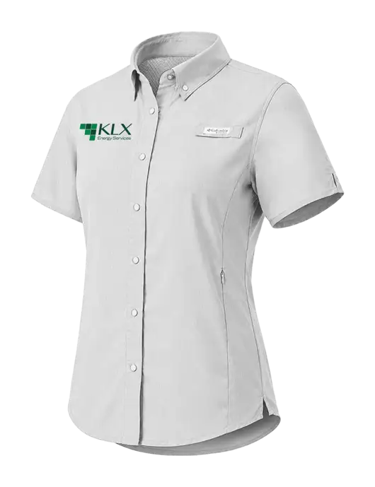 Columbia Grey Womens PFG Tamiami II Short Sleeve Shirt w/KLX Logo