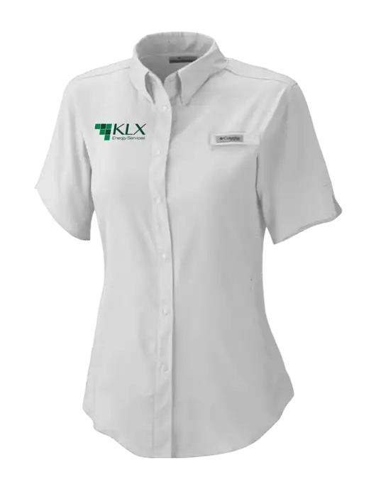 Columbia Grey Womens PFG Tamiami II Short Sleeve Shirt w/KLX Logo
