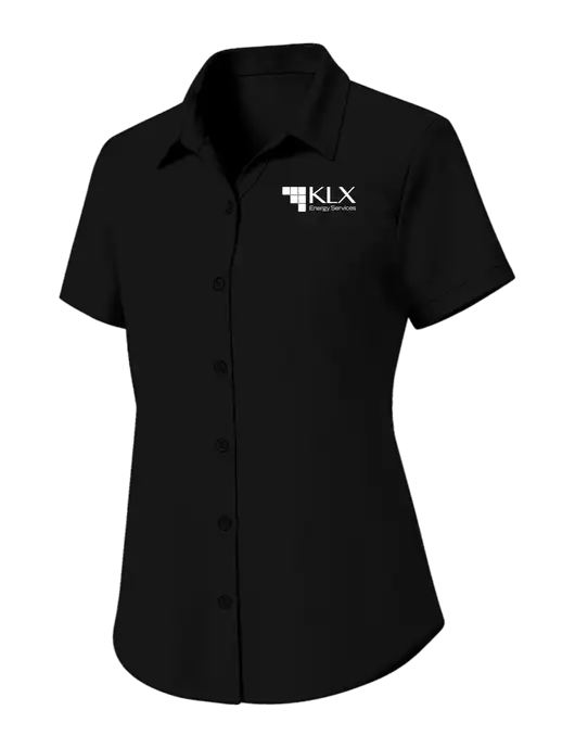 Womens Black Short Sleeve UV Dockside Shirt w/KLX Logo