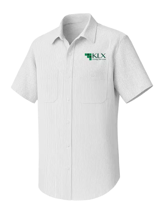Red Kap Short Sleeve Striped Grey/White Industrial Work Shirt w/KLX Logo