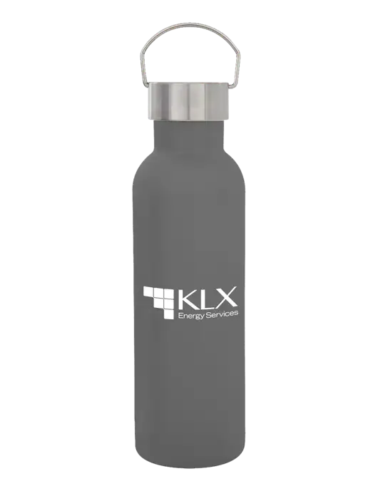 28 oz Medium Grey Bubbli Stainless Steel Bottle w/KLX Logo