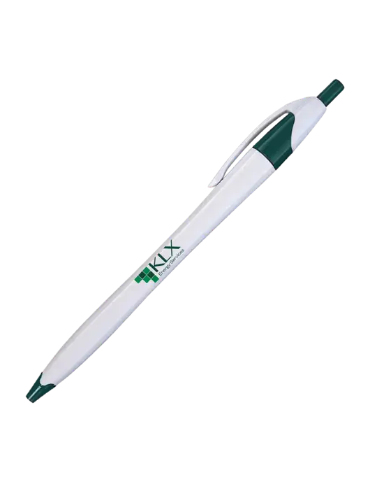 Novella White/Dark Green Classic Pen - Blue Ink w/KLX Logo