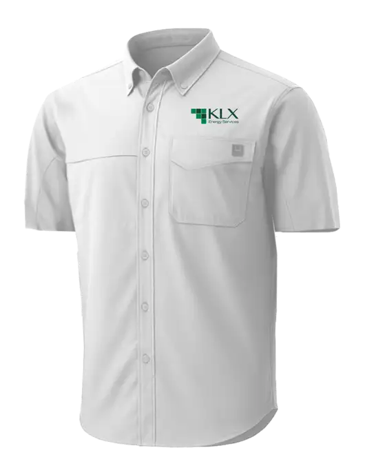 HUK White Tide Point Short Sleeve Shirt w/KLX Logo
