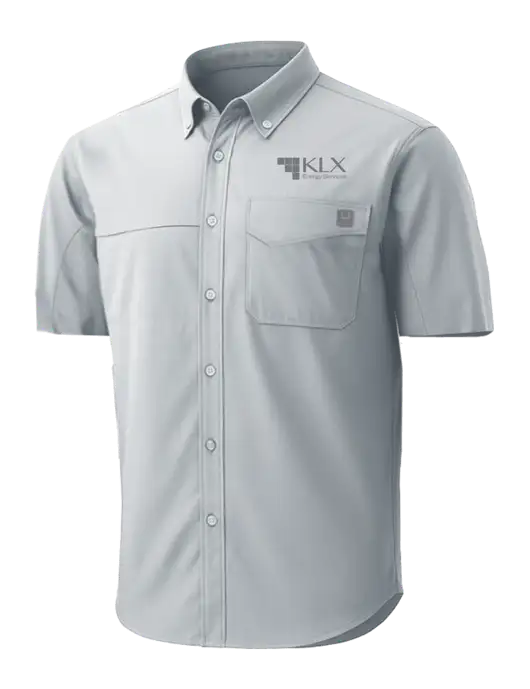 HUK Light Grey Tide Point Short Sleeve Shirt w/KLX Logo