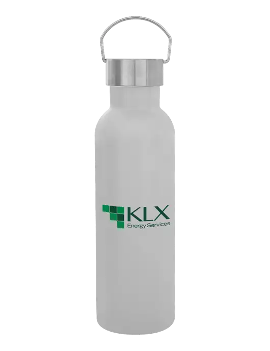 28 oz White Bubbli Stainless Steel Bottle w/KLX Logo