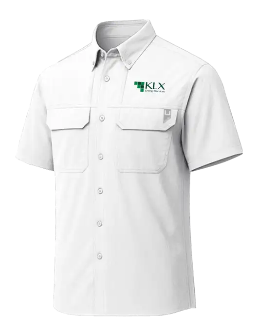 HUK White Creekbed Short Sleeve Shirt w/KLX Logo