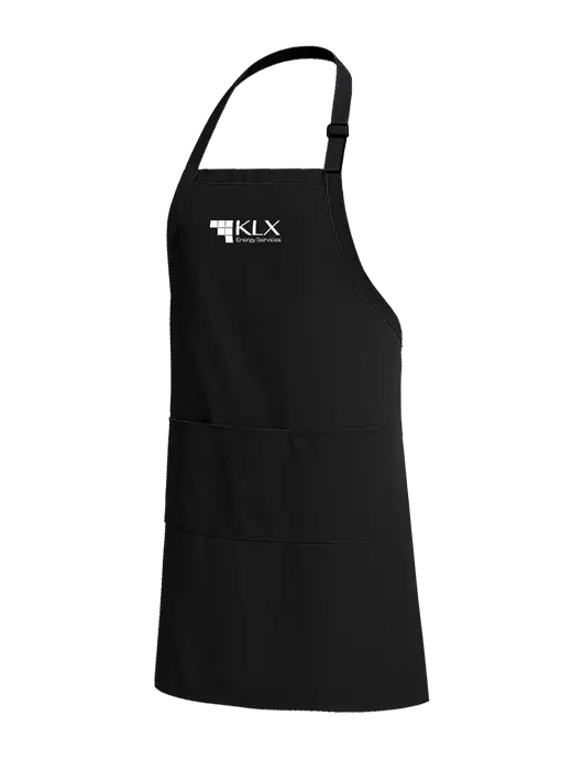 Easy Care Extra Long Bib Black Apron with Stain Release w/KLX Logo